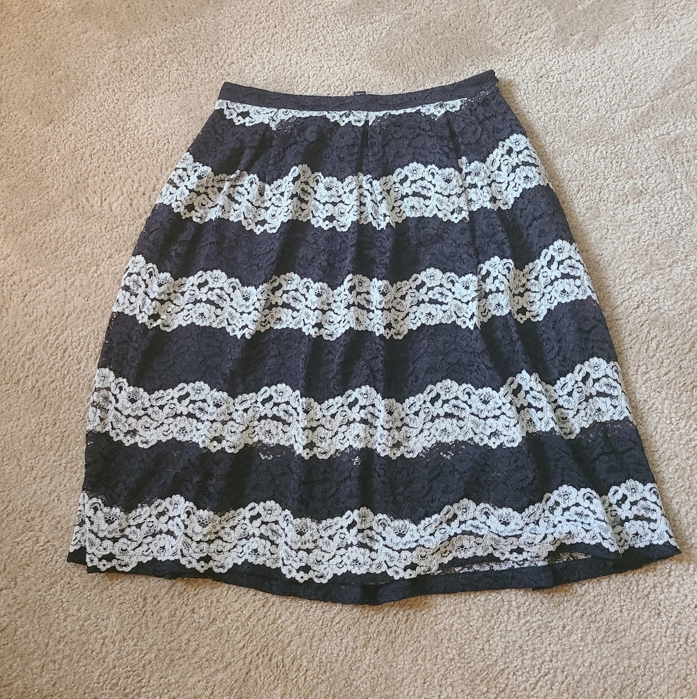 Black and White Eyelet Lace Who What Wear Skirt